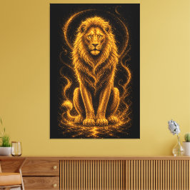 Gylden Majestätisk Lejon – Celestial Light Sparkle Canvastryck