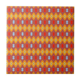 Gylden Savann Afrikansk Orange & Elfenbensgeometri Kakelplatta