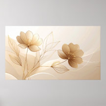 Gylden Serenitet: Minimalistisk Blommig Linje Kons