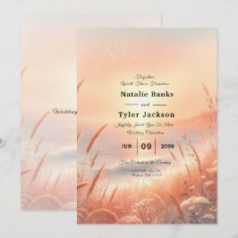 Gylden solnedgång äng strand bröllop inbjudningar