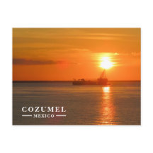 Gylden solnedgång Fartygs Siluett Cozumel
