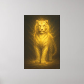 Gylden Strålglans Vit Tiger – Premium Fantasykonst Canvastryck