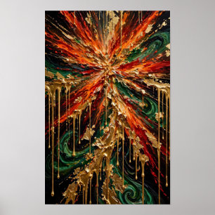 Gylden Supernova - Lyxig Smaragdeld och Guld Dr Poster