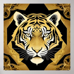 🐯 Gylden Tiger Prydnads Väggkonst Lyxig Dekoratio