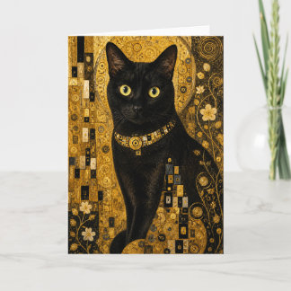 Gylden Vän (Vacker Svart Katt) Kort
