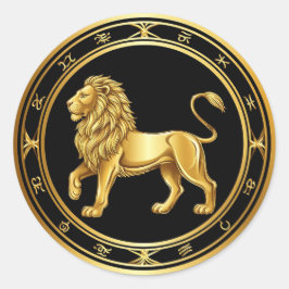 ✨ Gylden Zodiak Lejon Lyxpresent Konst ♌ Runt Klistermärke