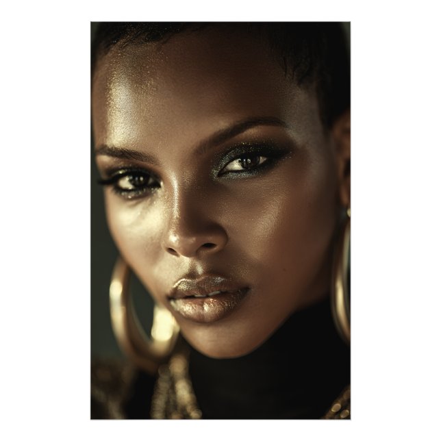 Gyldene Glöd Melanin Vild Porträtt Fototryck (Framsidan)