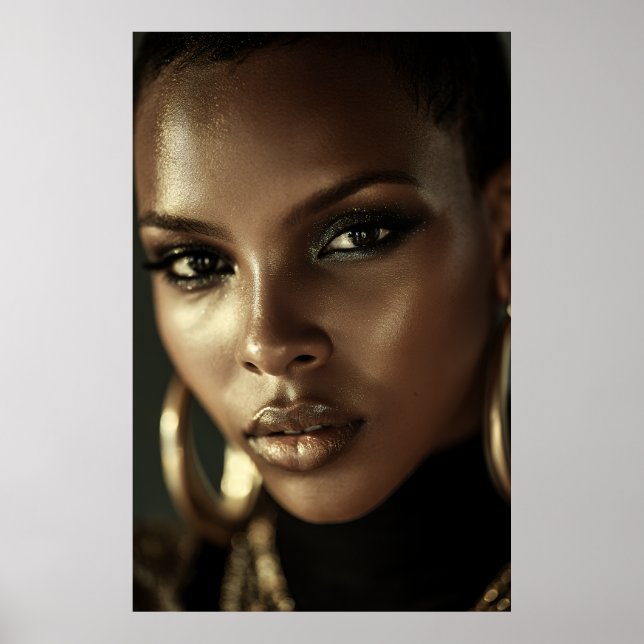 Gyldene Glöd Melanin Vild Porträtt Poster (Framsidan)