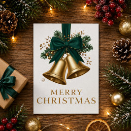 Gyldene julklockor God Jul Holiday Julkort
