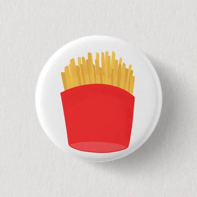 Gyldene pommes frites i röd behållare knapp (Framsida)