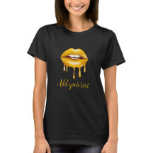 Gyldna läppar girligt stilrent personlig T-Shirt