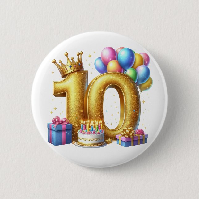 Gyllen 10-årsdag knapp (Framsida)