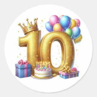 Gyllen 10-årsdag runt klistermärke