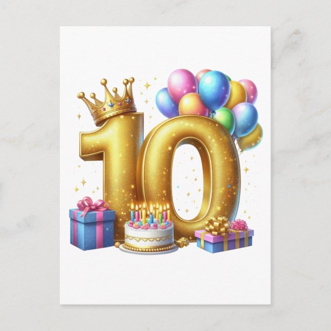 Gyllen 10-årsdag vykort (Framsida)