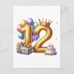 Gyllen 12-årsdag helg vykort