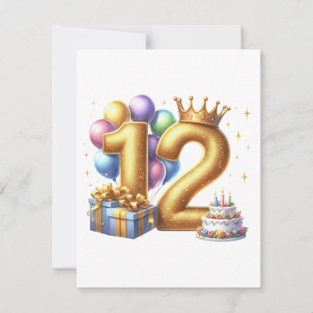 Gyllen 12-årsdag inbjudningar (Framsida)