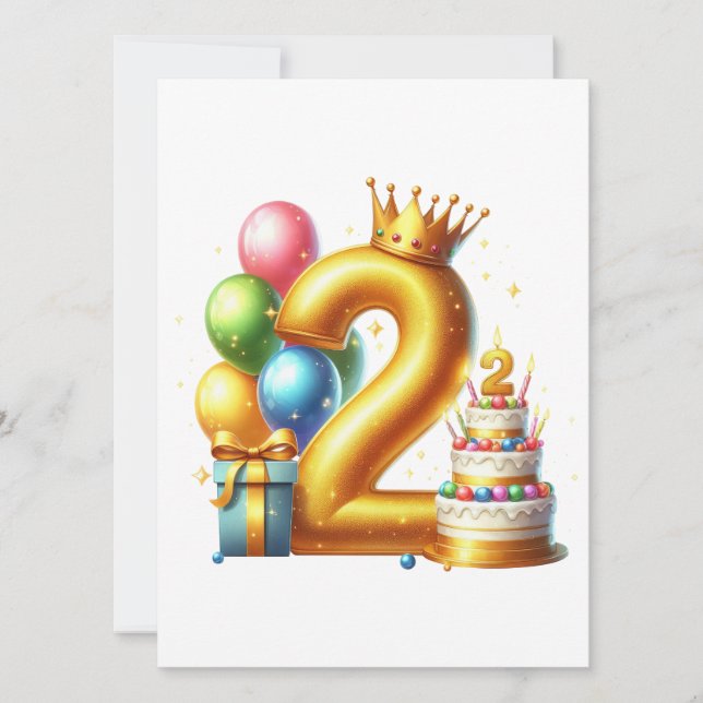 Gyllen 2-årsdag inbjudningar (Framsida)
