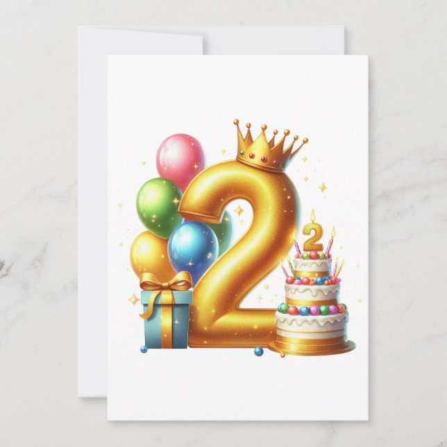 Gyllen 2-årsdag inbjudningar (Framsida)