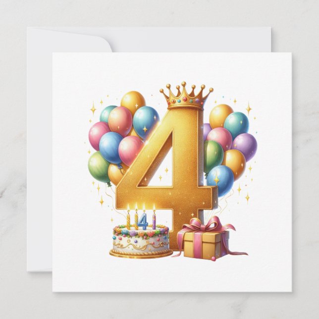 Gyllen 4-årsdag inbjudningar (Framsida)