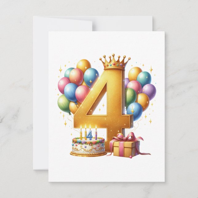 Gyllen 4-årsdag inbjudningar (Framsida)