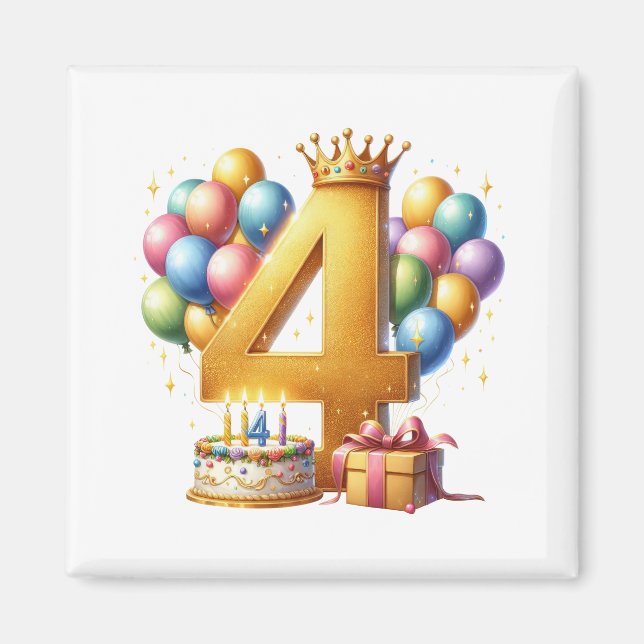 Gyllen 4-årsdag magnet (Framsidan)