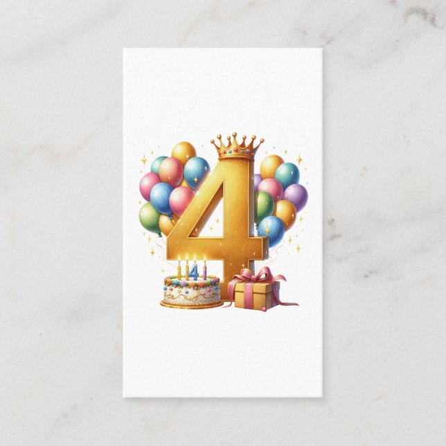 Gyllen 4-årsdag visitkort (Framsida)