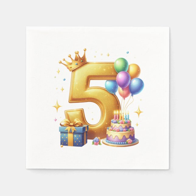 Gyllen 5-årsdag pappersservett (Framsidan)