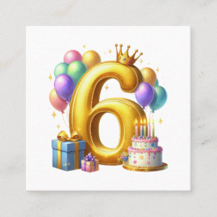 Gyllen 6-årsdag fyrkantigt visitkort