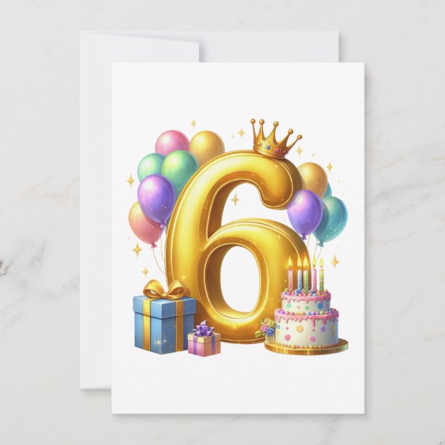 Gyllen 6-årsdag inbjudningar (Framsida)