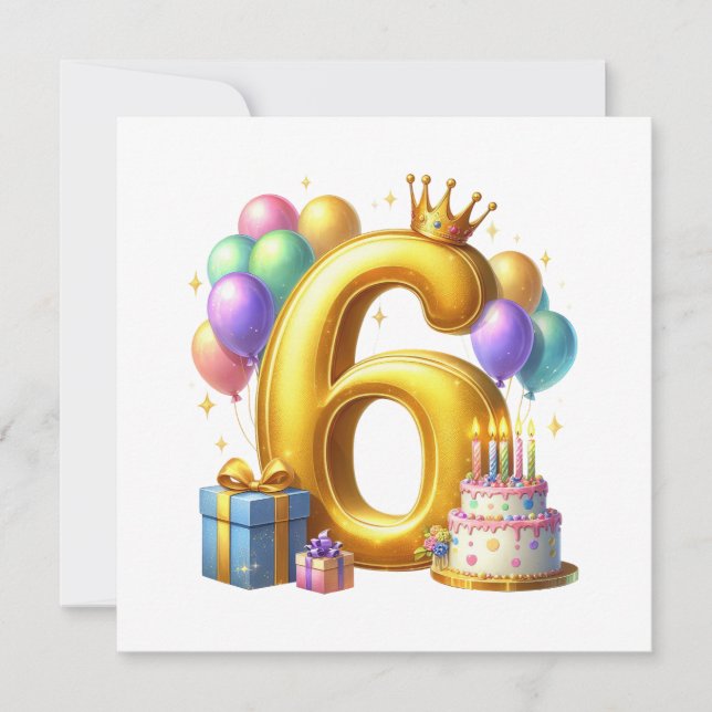 Gyllen 6-årsdag inbjudningar (Framsida)