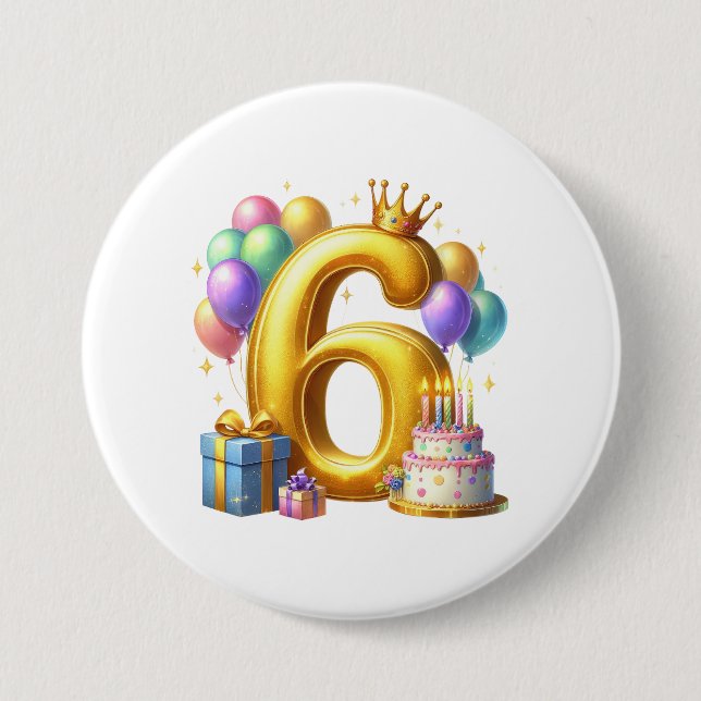 Gyllen 6-årsdag knapp (Framsida)