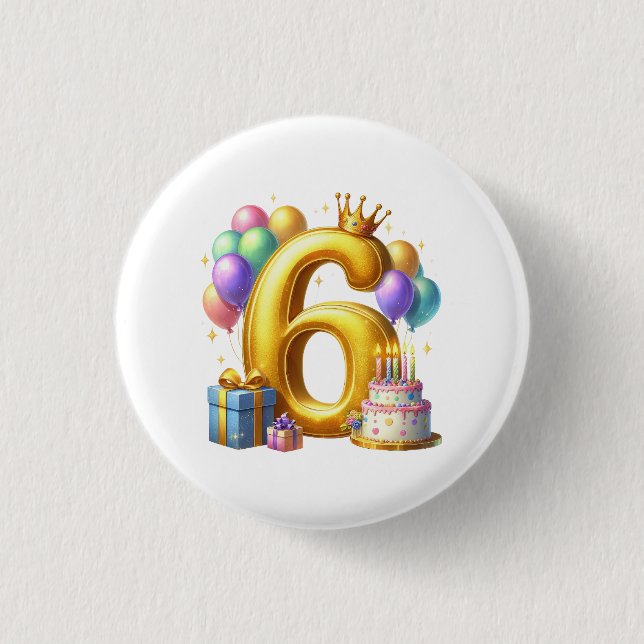 Gyllen 6-årsdag knapp (Framsida)