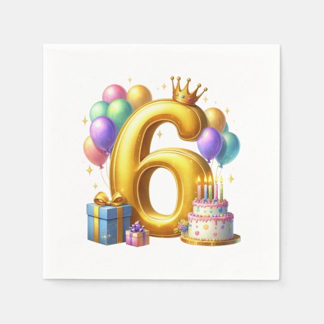 Gyllen 6-årsdag pappersservett (Framsidan)