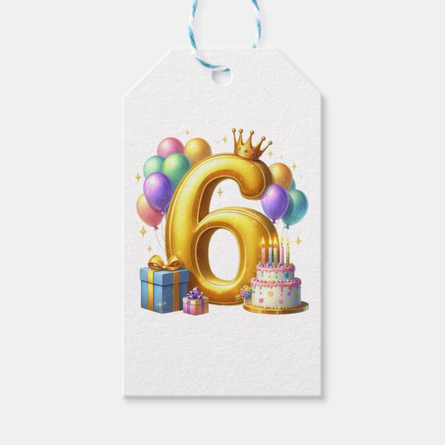 Gyllen 6-årsdag presentetikett (Framsidan)