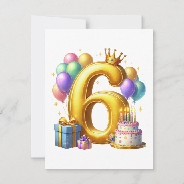 Gyllen 6-årsdag tack kort (Framsida)