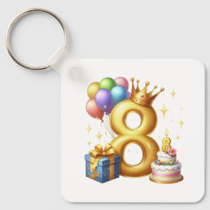 Gyllen 8-årsdag nyckelring