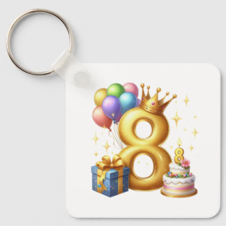 Gyllen 8-årsdag nyckelring
