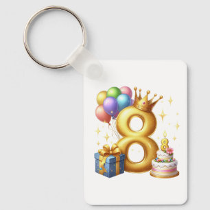 Gyllen 8-årsdag nyckelring