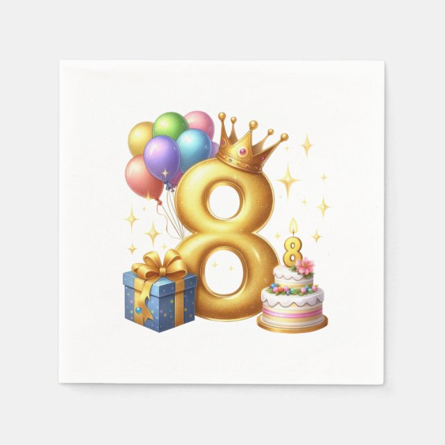Gyllen 8-årsdag pappersservett (Framsidan)