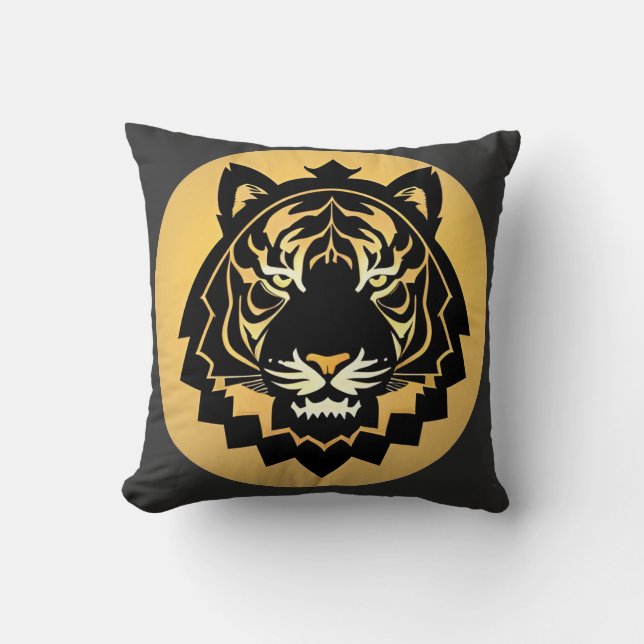 Gyllen abstrakt tigerillustration kudde (Framsida)