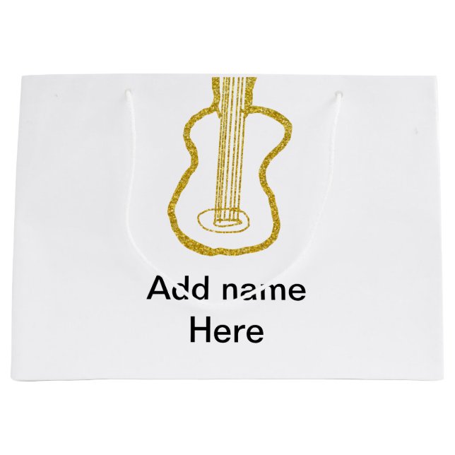 Gyllen glitter akustisk gitarr lägg till namn klot (Framsidan)
