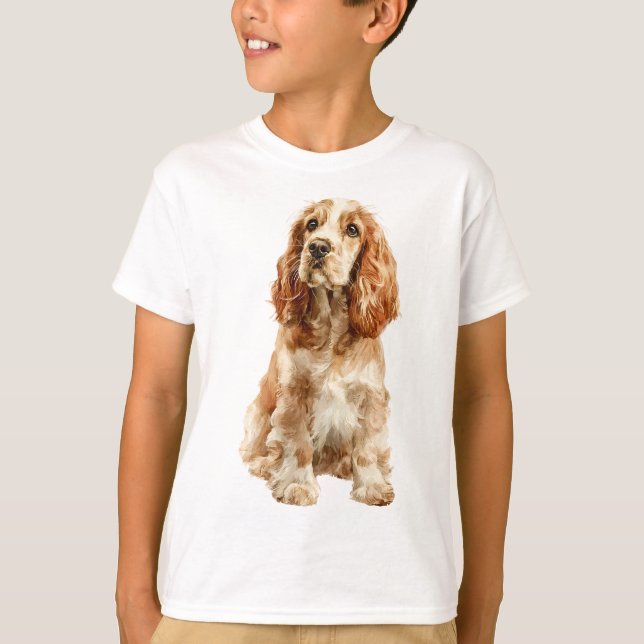 Gyllenbrun engelsk Cocker Spaniel Hund Barn T Shirt (Framsida)