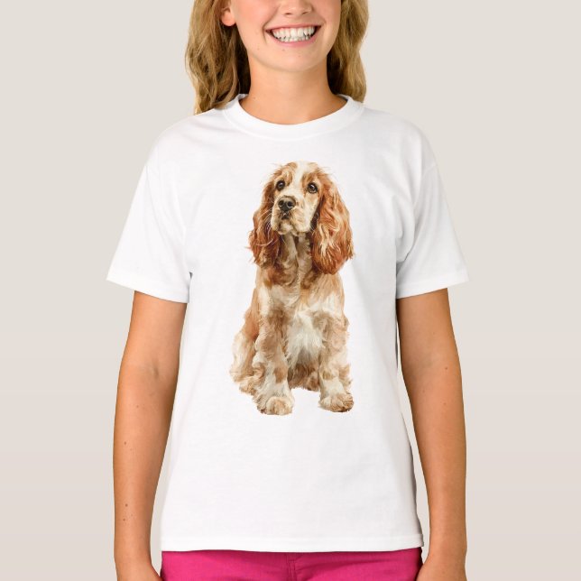 Gyllenbrun engelsk Cocker Spaniel Hund Barn T Shirt (Framsida)