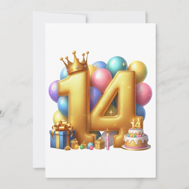 Gyllene 14-årsdag anteckningskort (Framsida)