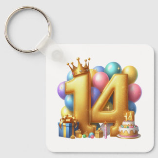 Gyllene 14-årsdag nyckelring