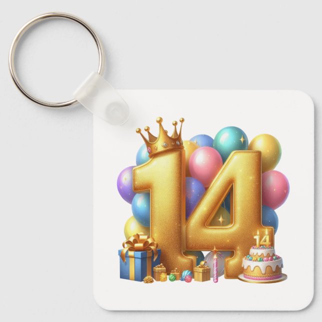 Gyllene 14-årsdag nyckelring (Framsida)