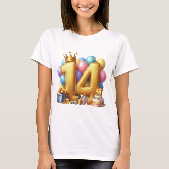 Gyllene 14-årsdag t shirt (Framsida)
