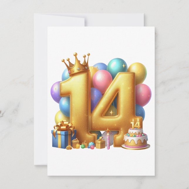 Gyllene 14-årsdag tack kort (Framsida)