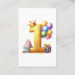 Gyllene 1-års födelsedag visitkort