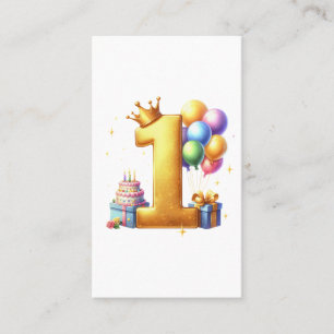 Gyllene 1-års födelsedag visitkort